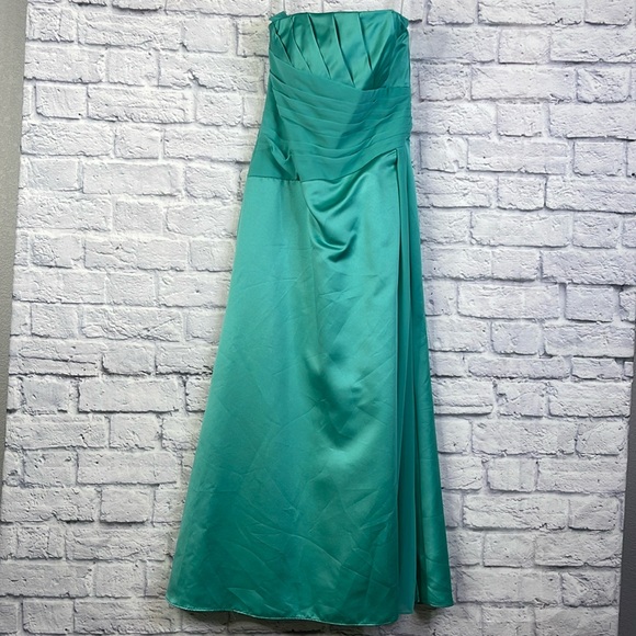 Davids Bridal Prom Formal Dress Women's Size 2 Spa Green Strapless Gown Long - Picture 7 of 16